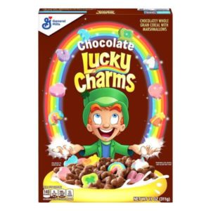 chocolate lucky charm honey clovers cereal box