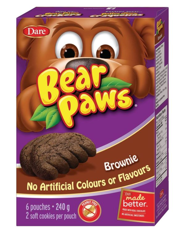 box of bear paws cookies brownie flavour