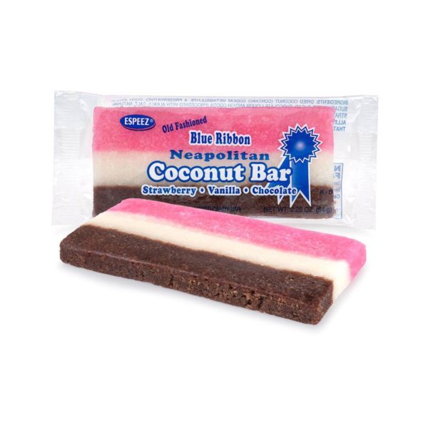 slice of neapolitan coconut bar