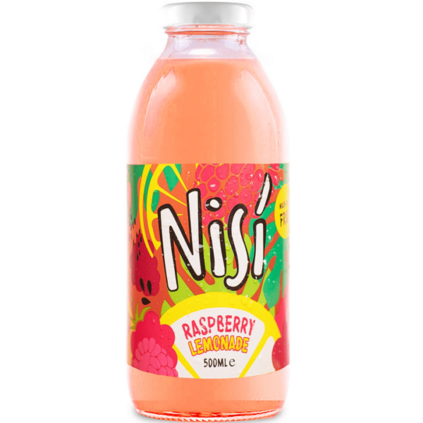 bottle of nisi lemonade soft drink raspberry flavour