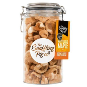 gift jar of snaffling pig pork crackling marvellous maple flavour