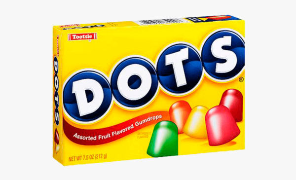 box of dots gumdrops assorted fruit flavoured