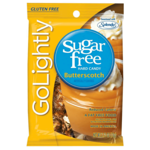 bag of go lightly sugar free candy butterscotch flavour