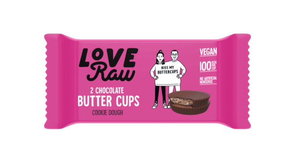 pack of love raw chocolate butter cups cookie dough flavour