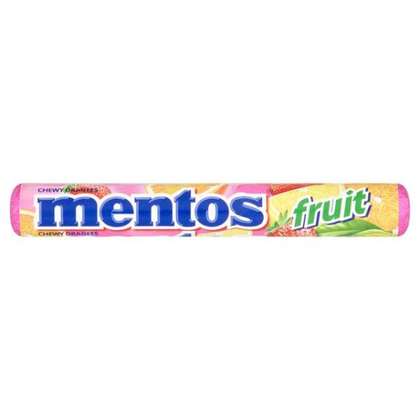 tube of mentos sweets fruit flavour