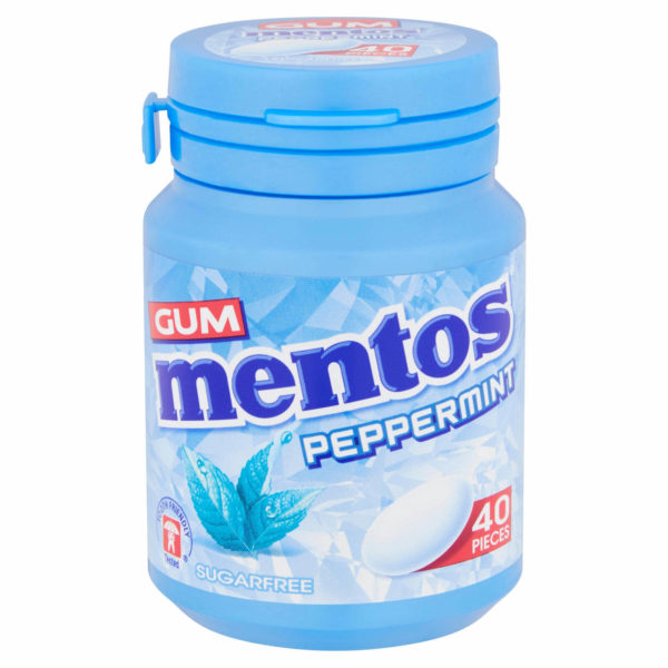 tub of mentos chewing gum peppermint flavour