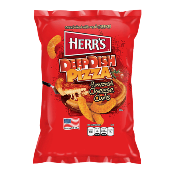 bag of herrs deep dish pizza curls american crisps