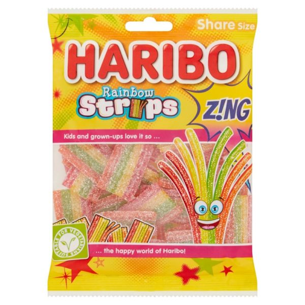 bag of haribo sweets rainbow strips pack