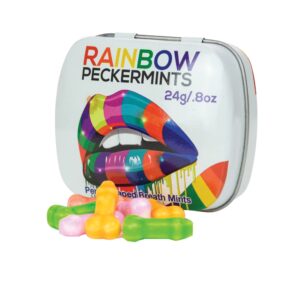 a tin of rainbow peckermints