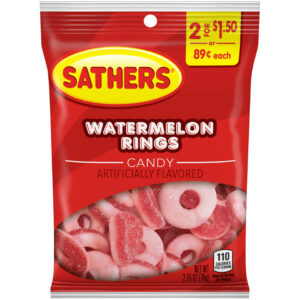 a bag of sathers watermelon rings sweets