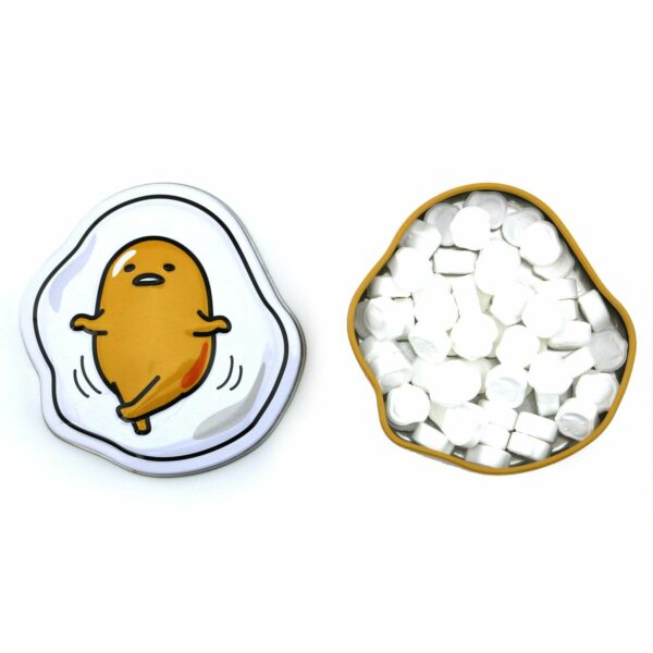 a tin of gudetame the lazy egg candy tin