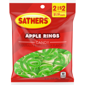 a bag of sathers apple rings sweets