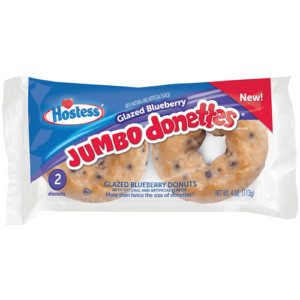 a pack of hostess glazed blueberry donettes