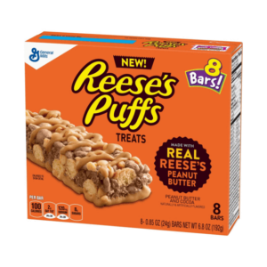 a package of eight bars of reeses puffs treats