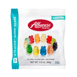 a bag of albanese gummis sugar free 12 flavor gummi bears