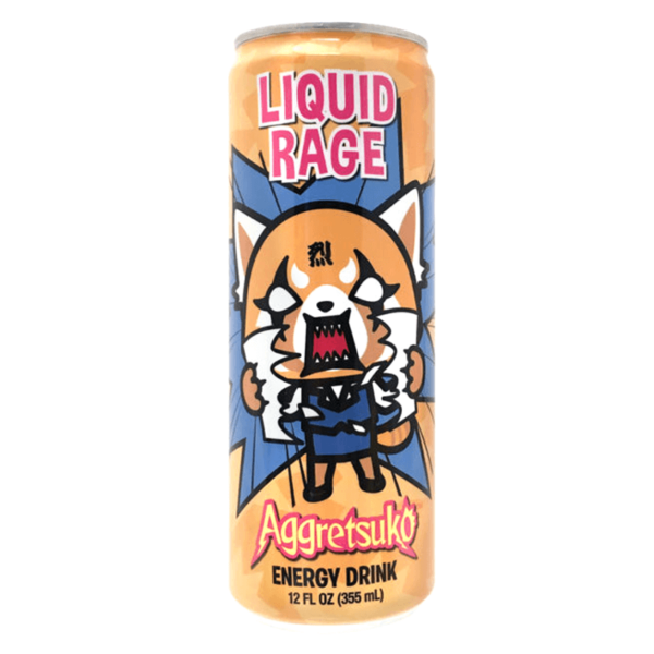 a can of aggretsuko liquid rage energy drink