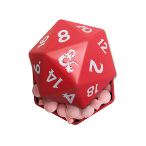 a tin of dungeons and dragons d20 plus 1 candy