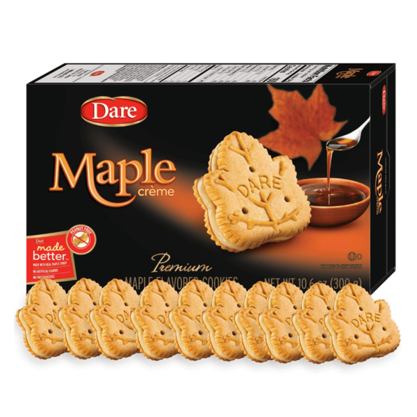 a box of dare maple leaf creme cookies