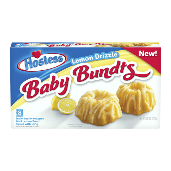 a box of hostess baby bundts lemon drizzle flavour