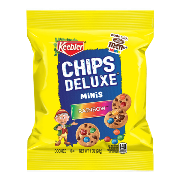 a bag of keebler mini mms chips deluxe cookies rainbow flavour