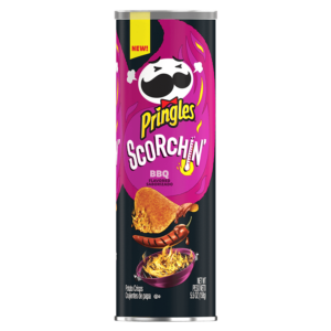 a tube of pringles crisps scorchin bbq flavour